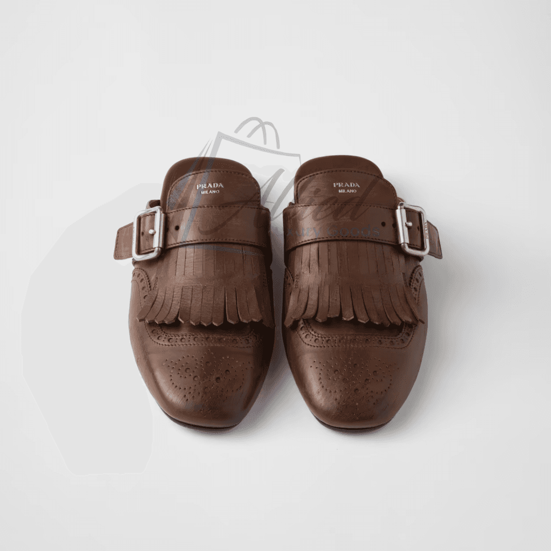 Prada Shuffle Fringed Leather Mules