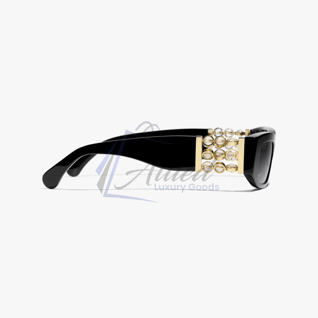 Chanel Oval Sunglasses Crystal Bead Detailing Gradient Lenses