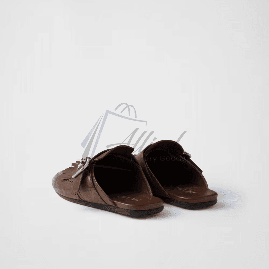 Prada Shuffle Fringed Leather Mules