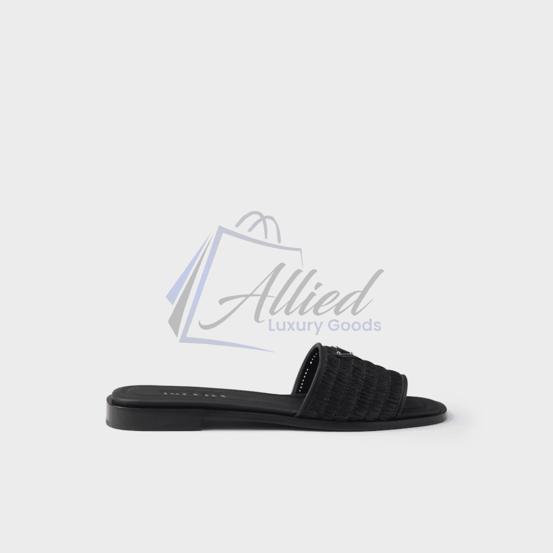 Prada Leather Slides with Woven Detailing