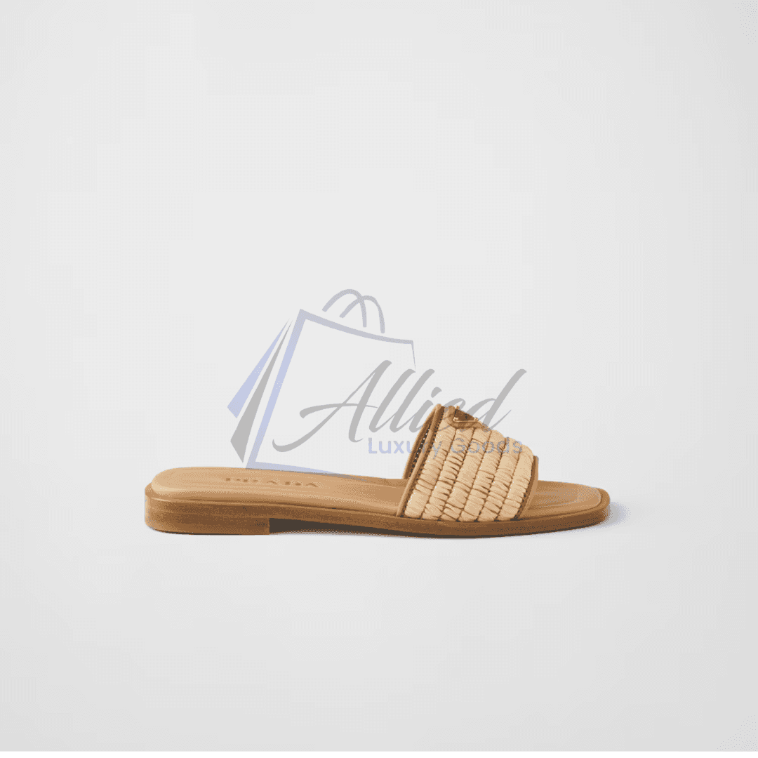 Prada Leather Slides with Woven Detailing