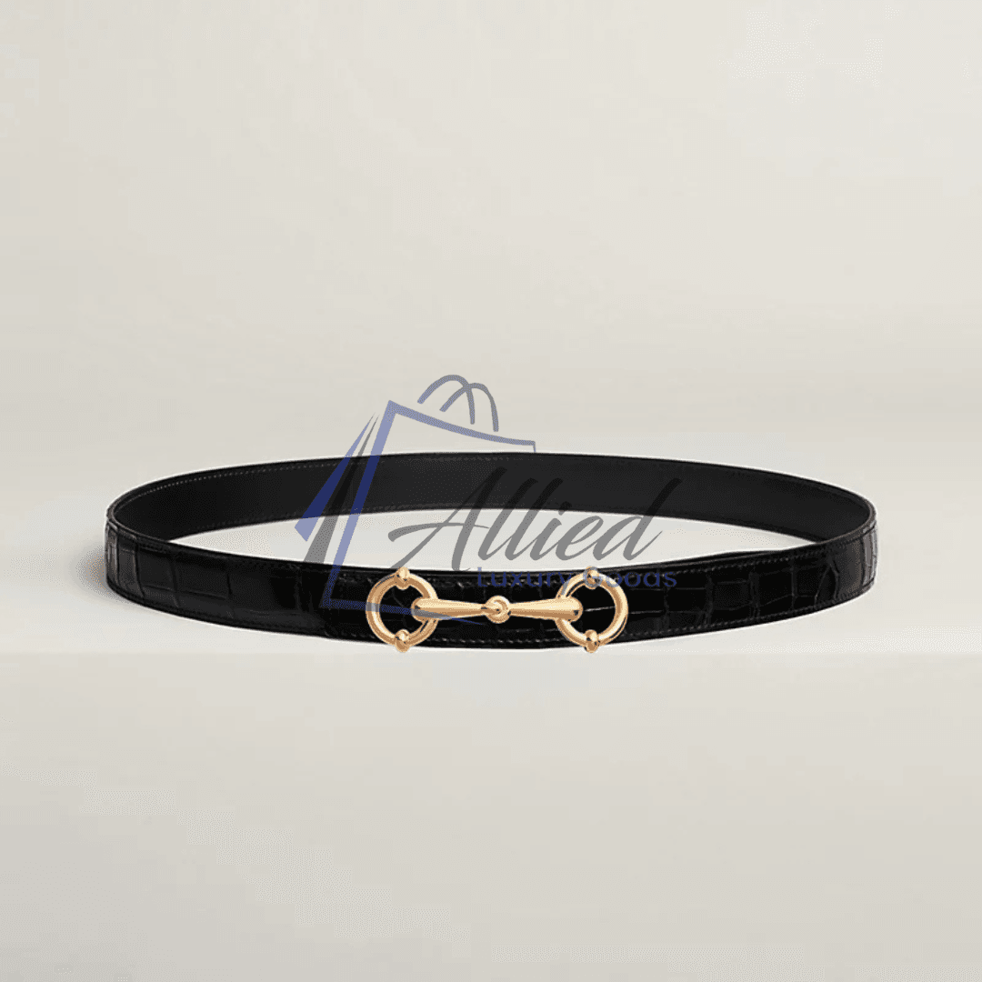 Hermès Lady Rider Belt Equestrian Buckle Porosus Crocodile Strap