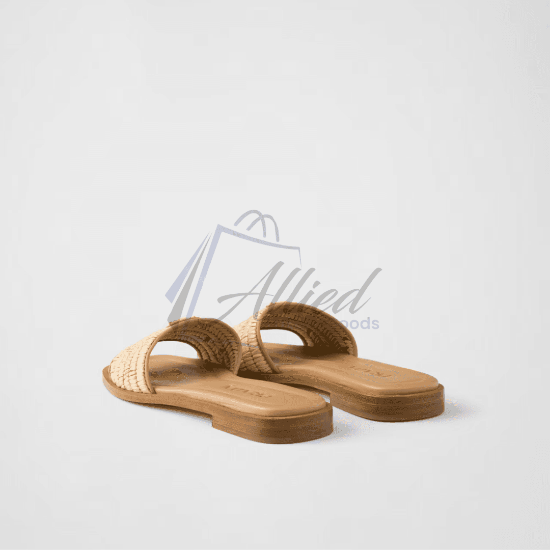 Prada Leather Slides with Woven Detailing