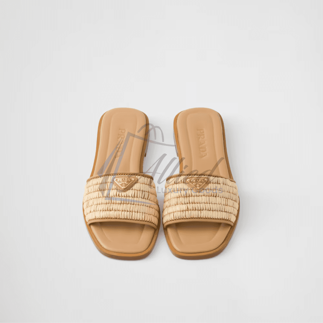 Prada Leather Slides with Woven Detailing
