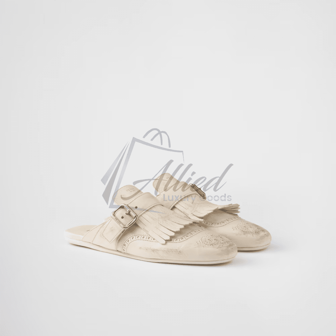 Prada Shuffle Fringed Leather Mules