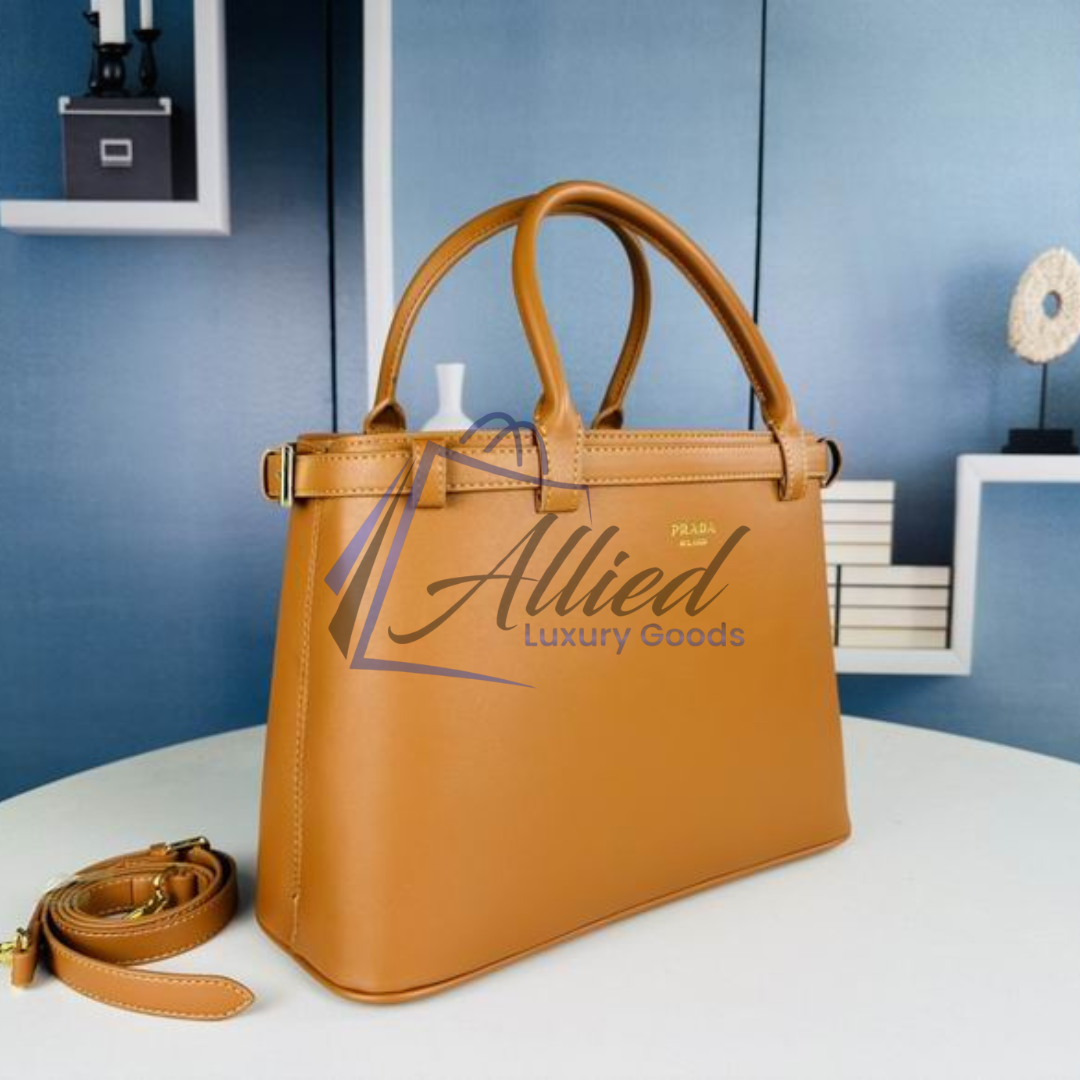 Prada Buckle Medium Leather Handbag
