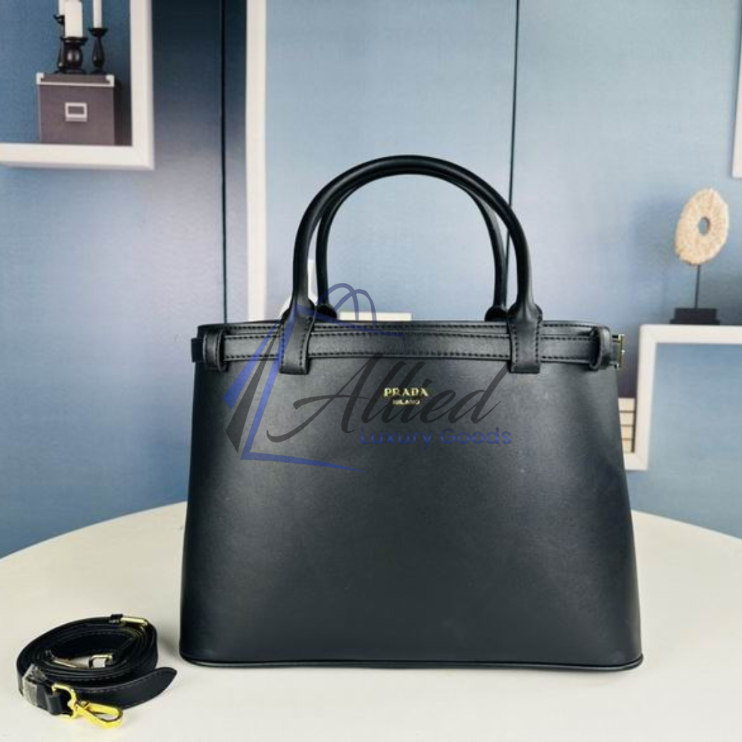 Prada Buckle Medium Leather Handbag