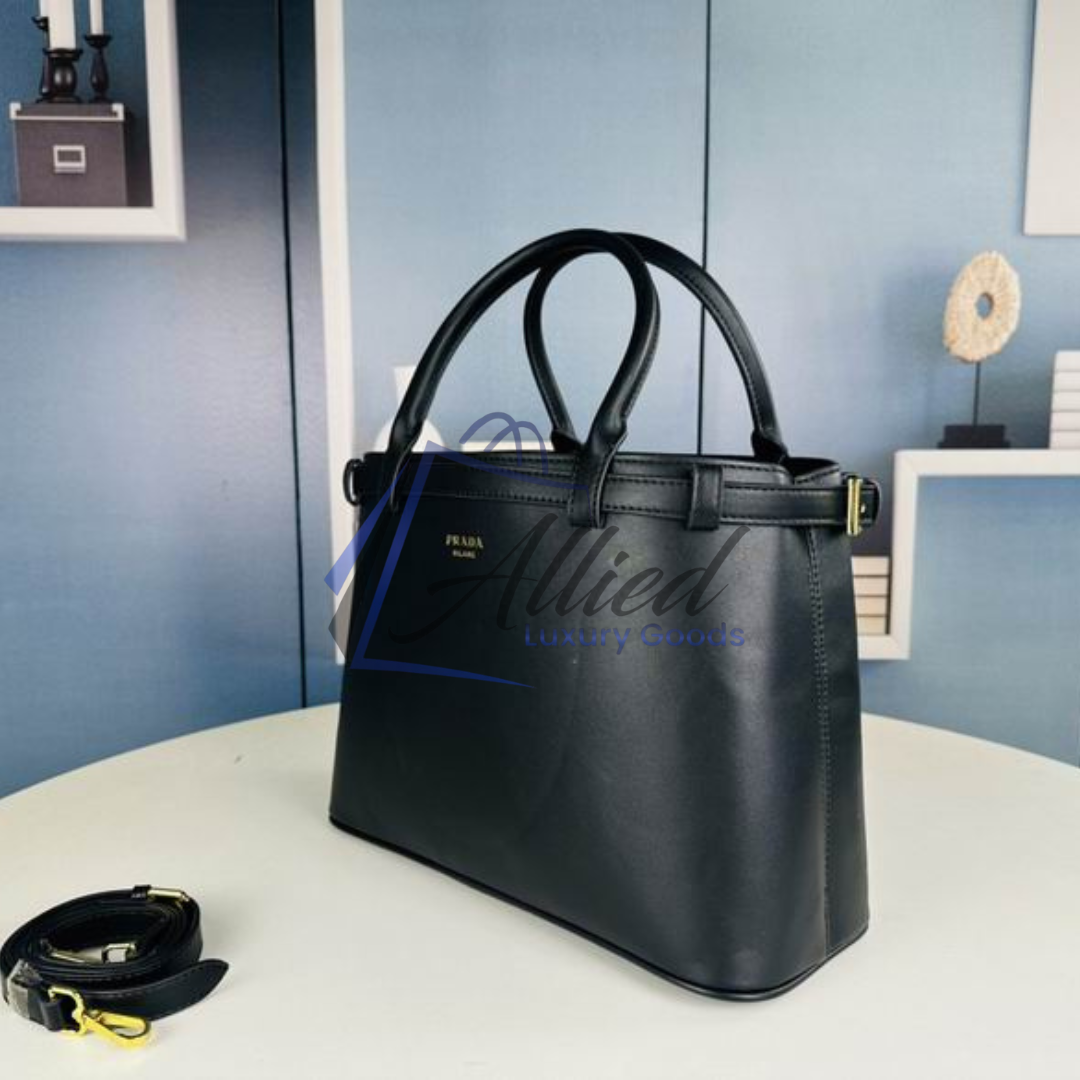 Prada Buckle Medium Leather Handbag
