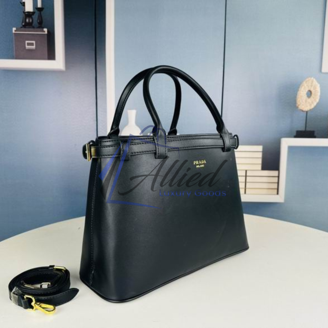 Prada Buckle Medium Leather Handbag