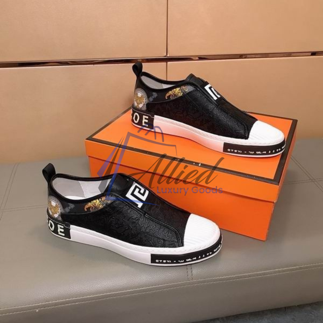 Versace-Inspired Medusa Slip-On Sneakers | Modern Baroque Streetwear Elegance