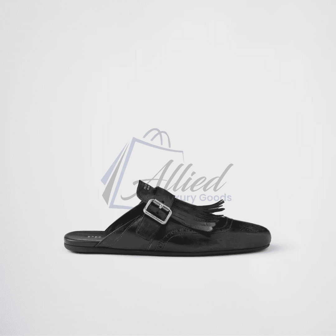 Prada Shuffle Fringed Leather Mules