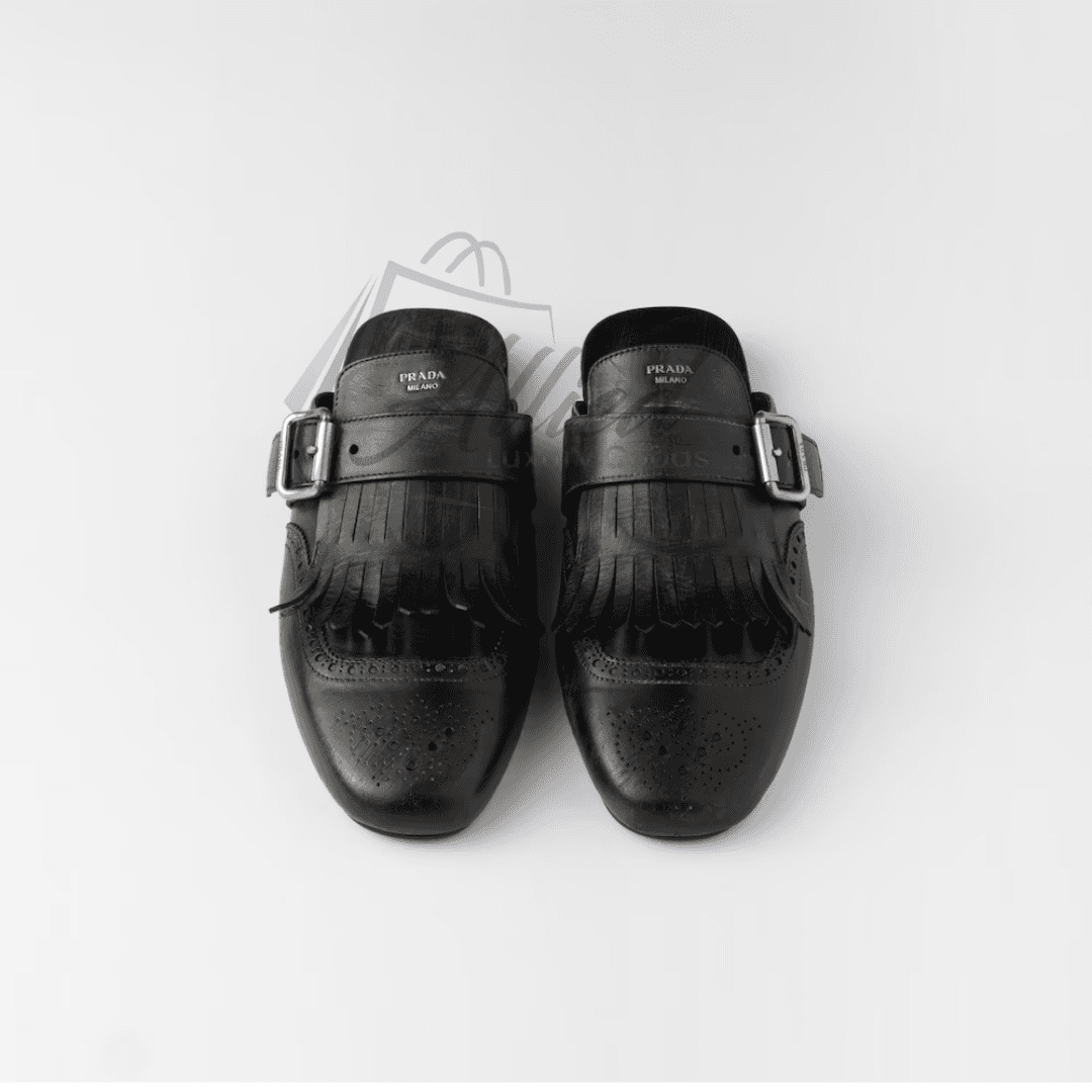 Prada Shuffle Fringed Leather Mules