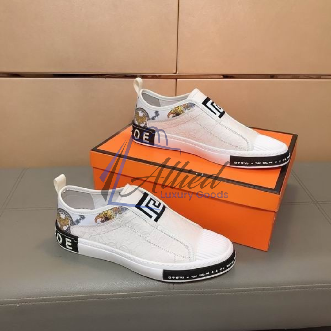 Versace-Inspired Medusa Slip-On Sneakers | Modern Baroque Streetwear Elegance