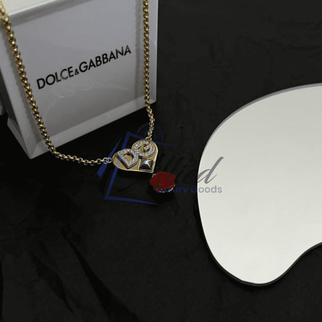 Dolce & Gabbana Necklace | Heart Pendant with Signature DG Rose Charm