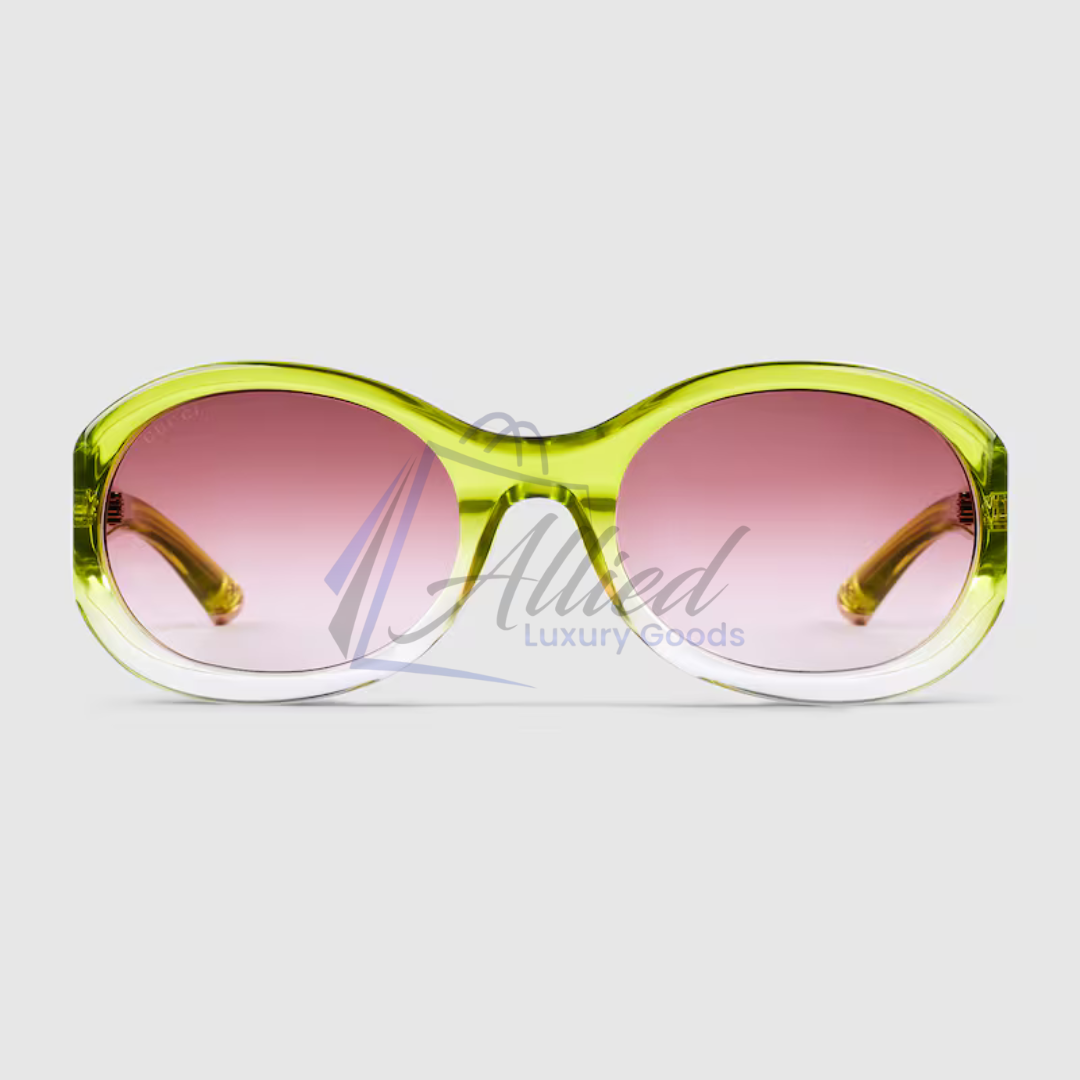 Gucci SS2025 Round Sunglasses | Sunset Gradient Lenses Rosso Ancora Frame