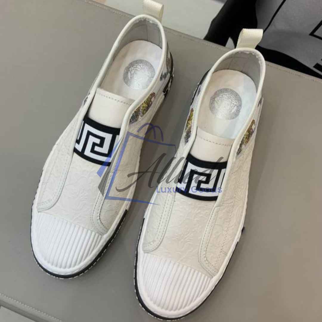 Versace-Inspired Medusa Slip-On Sneakers | Modern Baroque Streetwear Elegance