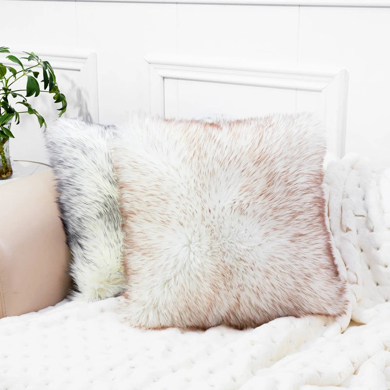 High-end Fluffy Faux Fox Fur Throw Pillows