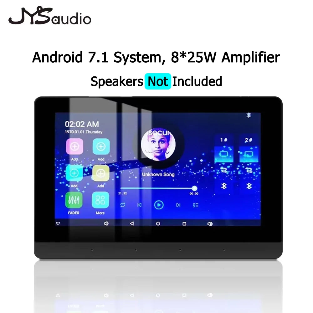 Wall-Mounted Wi-Fi Audio Amplifier with 8 Ceiling Speakers – Dual-Zone Bluetooth Control