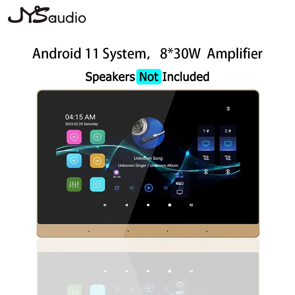 Wall-Mounted Wi-Fi Audio Amplifier with 8 Ceiling Speakers – Dual-Zone Bluetooth Control