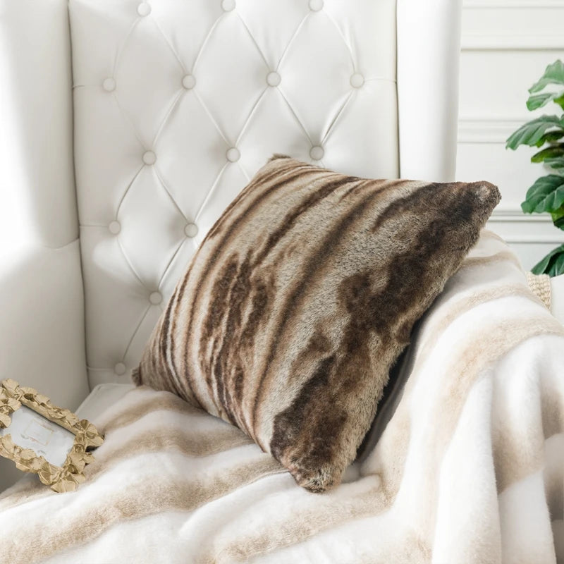 High-end Fluffy Faux Fox Fur Throw Pillows