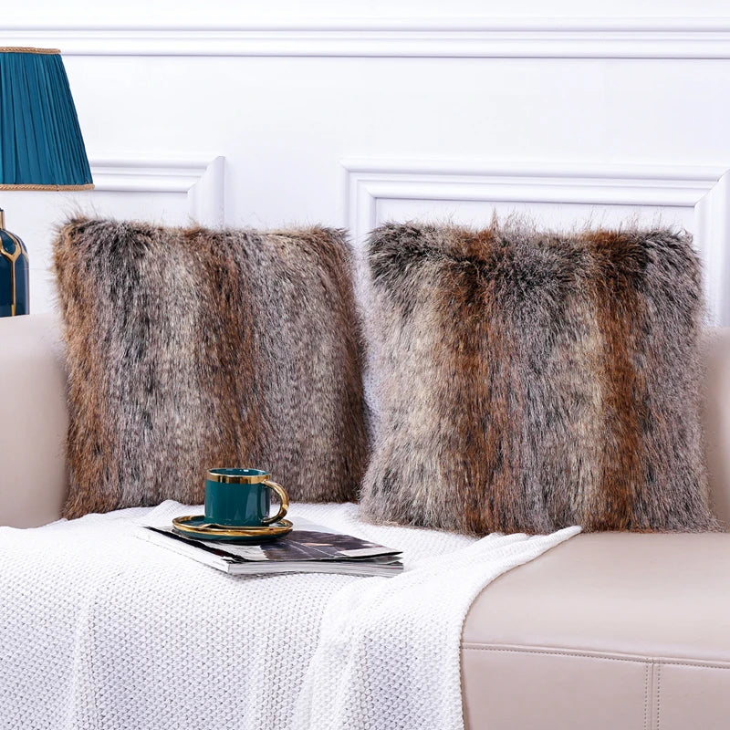 High-end Fluffy Faux Fox Fur Throw Pillows