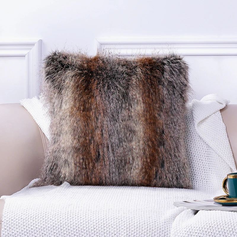 High-end Fluffy Faux Fox Fur Throw Pillows