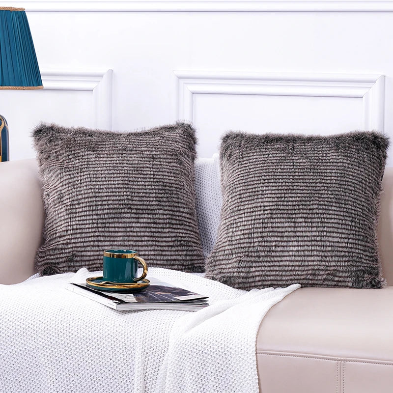 High-end Fluffy Faux Fox Fur Throw Pillows