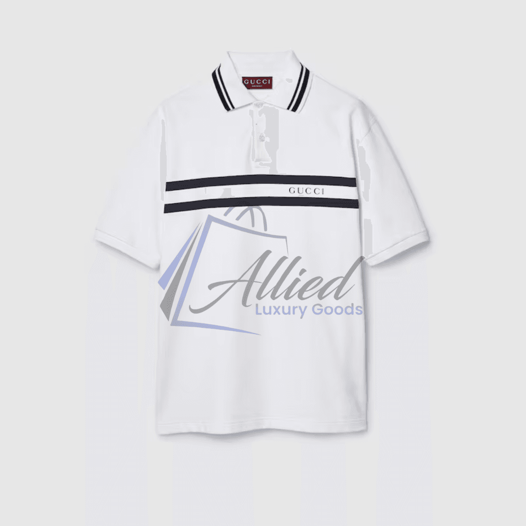 Gucci Lido Striped Logo Polo Shirt Nautical-Inspired