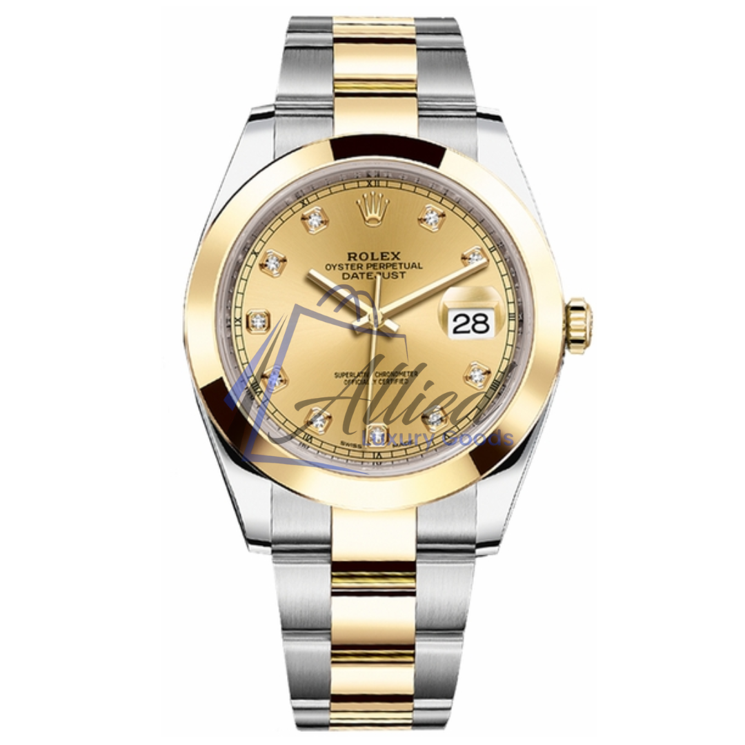 Rolex Datejust 41mm | Yellow Rolesor & Champagne Dial with Diamond Hour Markers