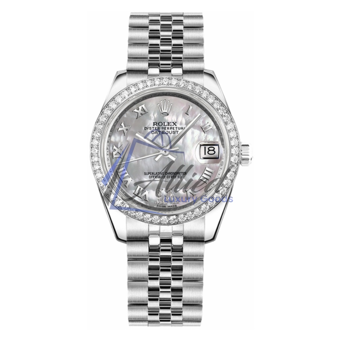 Rolex Datejust 31mm | Mother-of-Pearl Roman Dial with Diamond Bezel Elegance