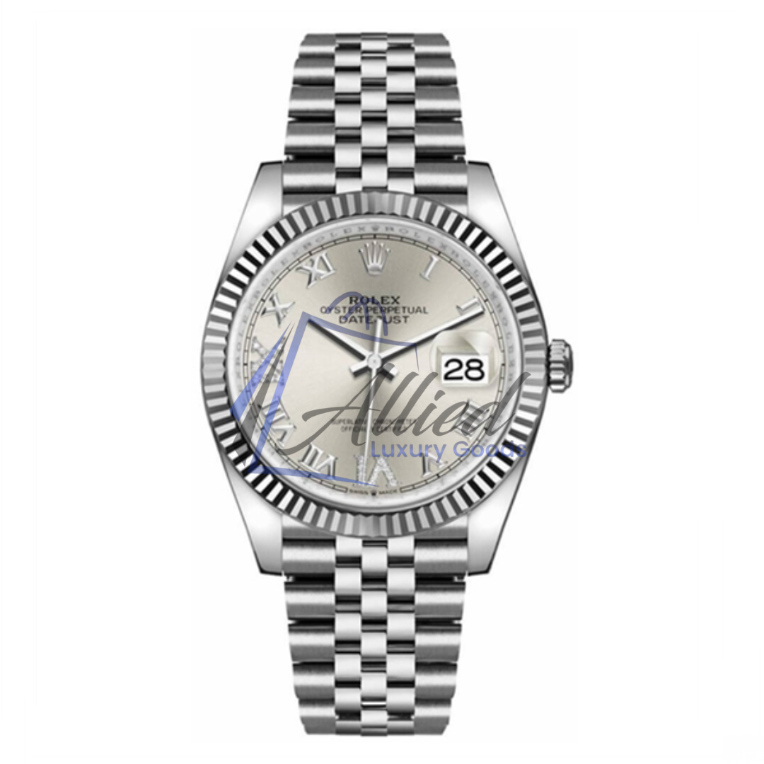 Rolex Datejust 36mm | Silver Roman Dial with Fluted Bezel and Jubilee Bracelet