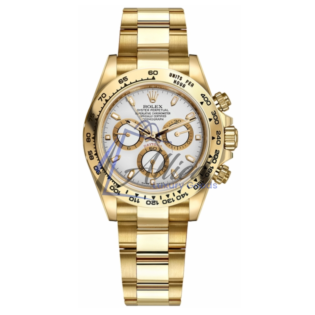 Rolex Daytona 40mm | Yellow Gold Classic with White Dial and Oyster Bracelet