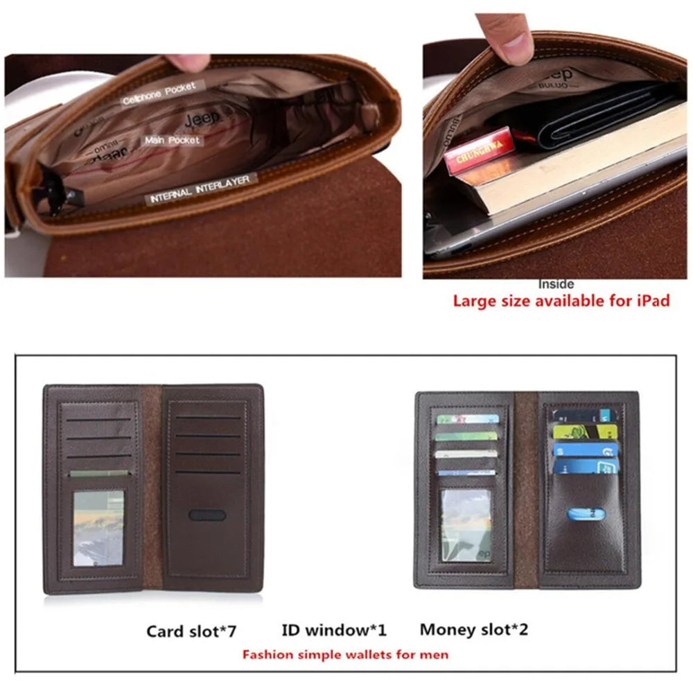 PU Messenger Bag & Crossbody Tote Set – Business and Casual Versatility