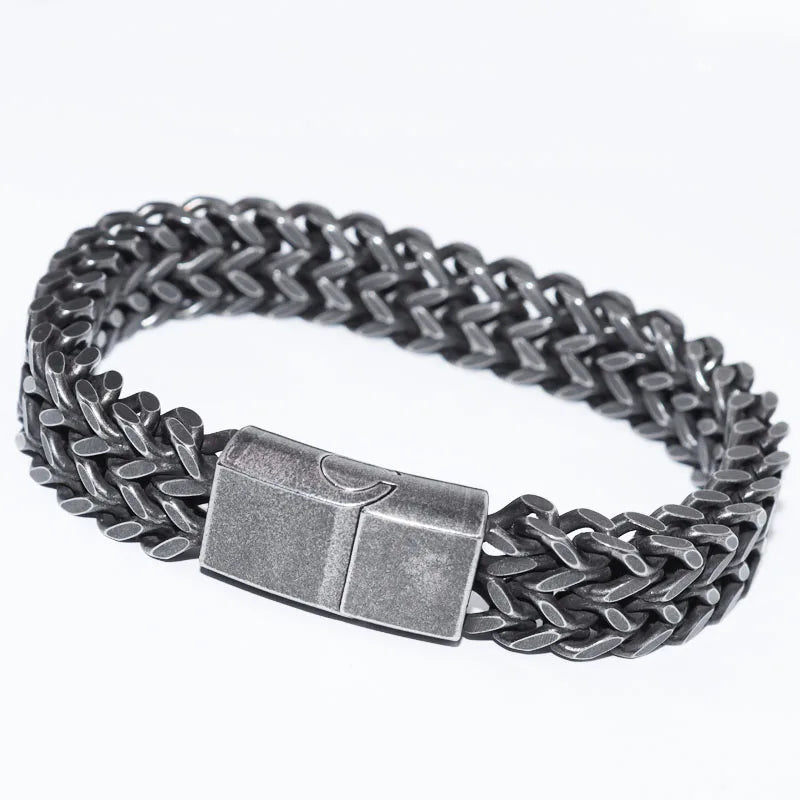 Men’s Stainless Steel Franco Link Bracelet – Trendy & Magnetic Clasp
