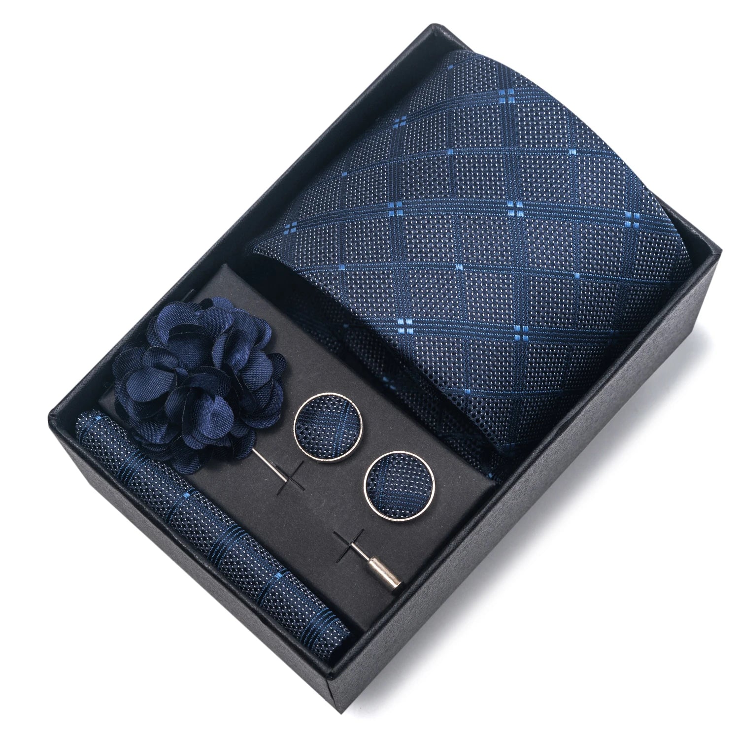 Striped Silk Necktie Gift Set – 4-Piece Men's Accessory Collection