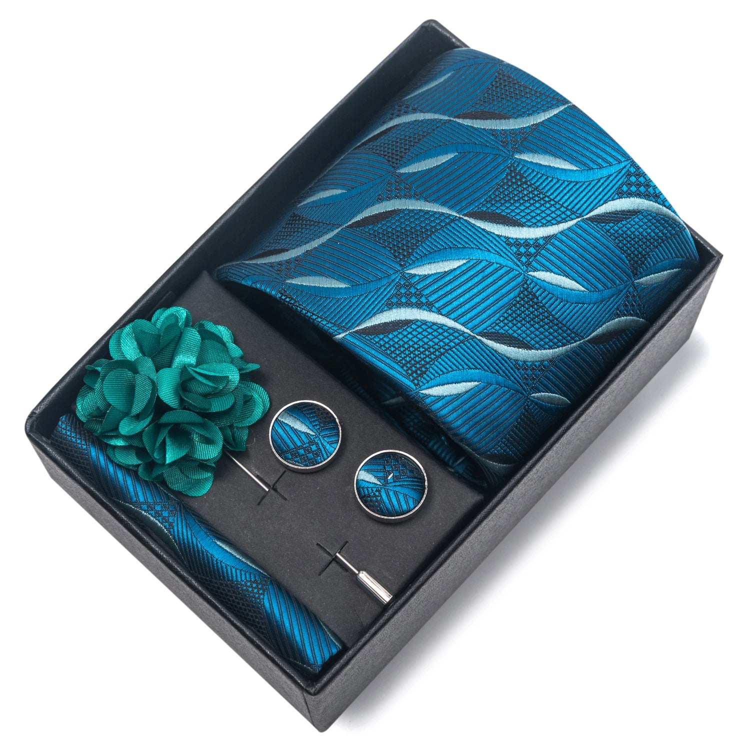 Striped Silk Necktie Gift Set – 4-Piece Men's Accessory Collection