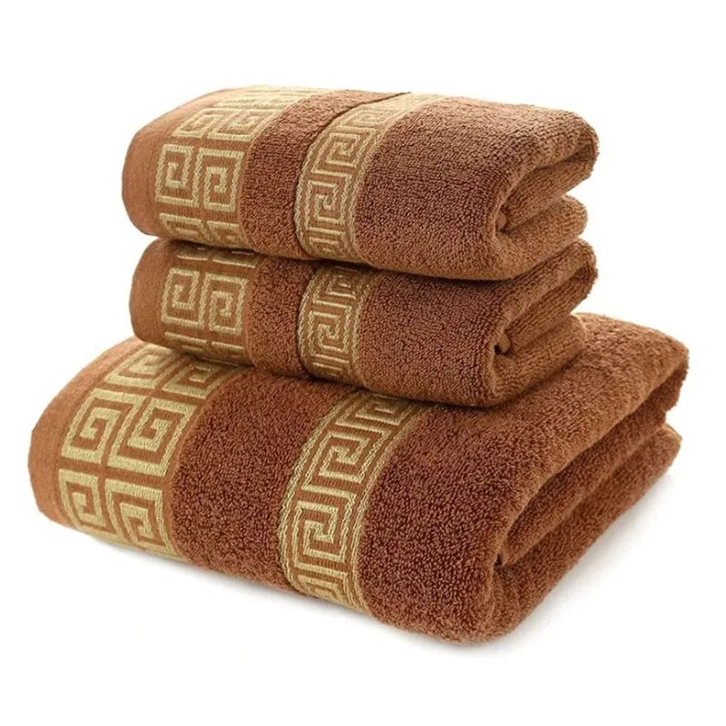 Luxury Cotton Towel Set – Geometric Embroidered Design