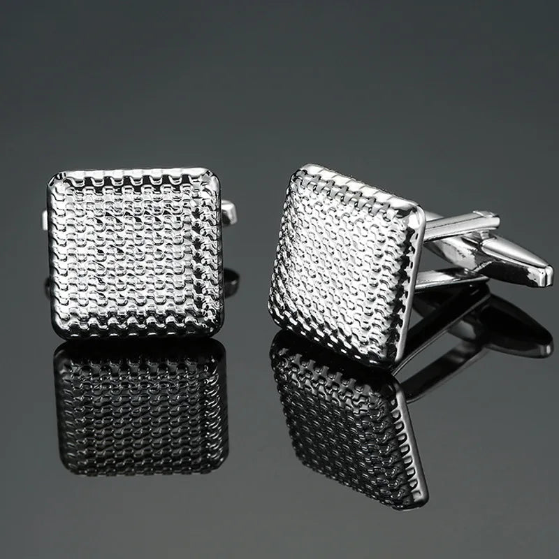 Modern Men's Square-Design Copper Cufflinks