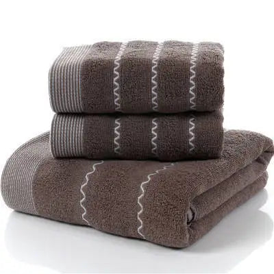 Luxury Cotton Towel Set – Geometric Embroidered Design