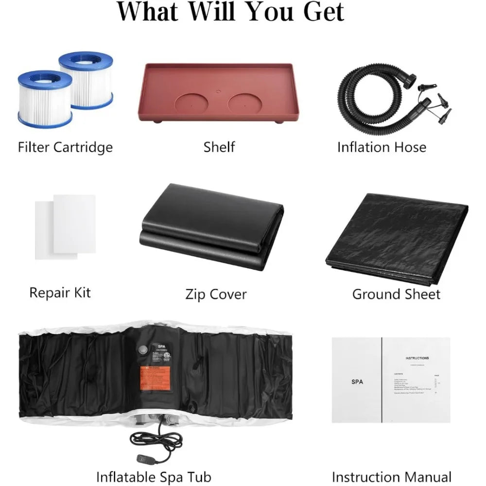 Portable Inflatable Spa with Therapeutic Bubble Massage