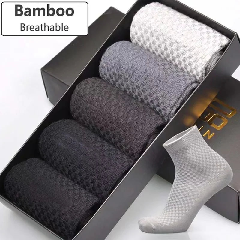 Men's Bamboo Fiber Crew Socks – 5 Pairs