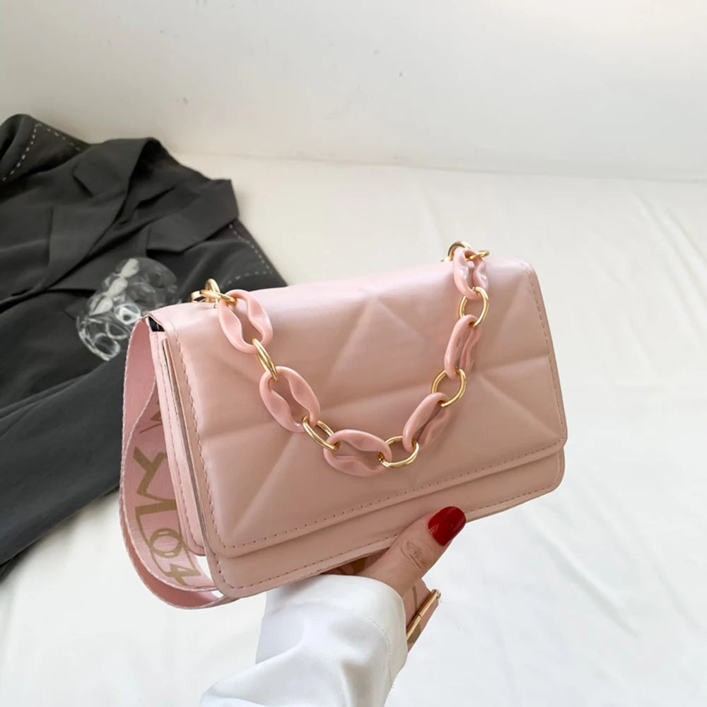 Elegant Square Leather Shoulder Bag