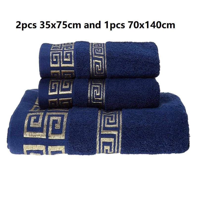 Luxury Cotton Towel Set – Geometric Embroidered Design