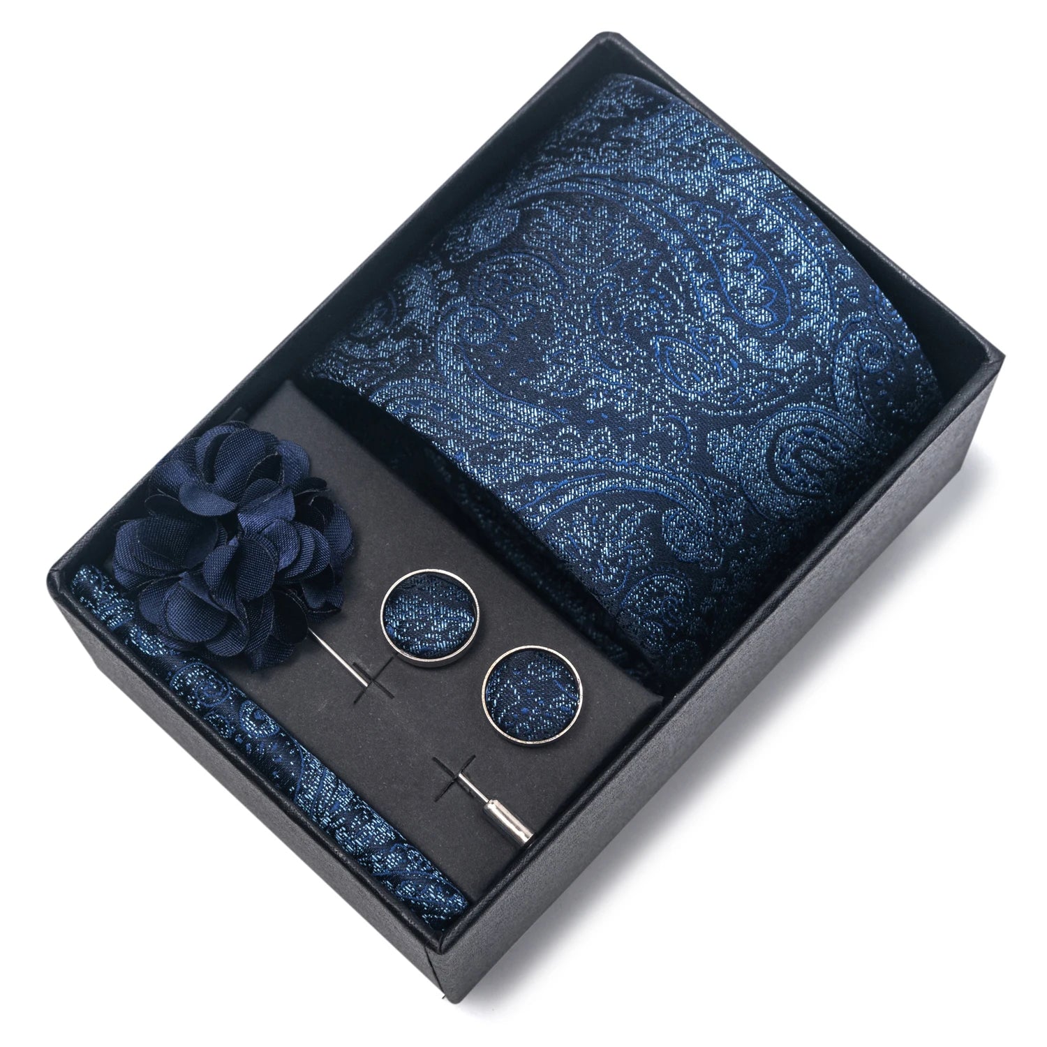 Striped Silk Necktie Gift Set – 4-Piece Men's Accessory Collection