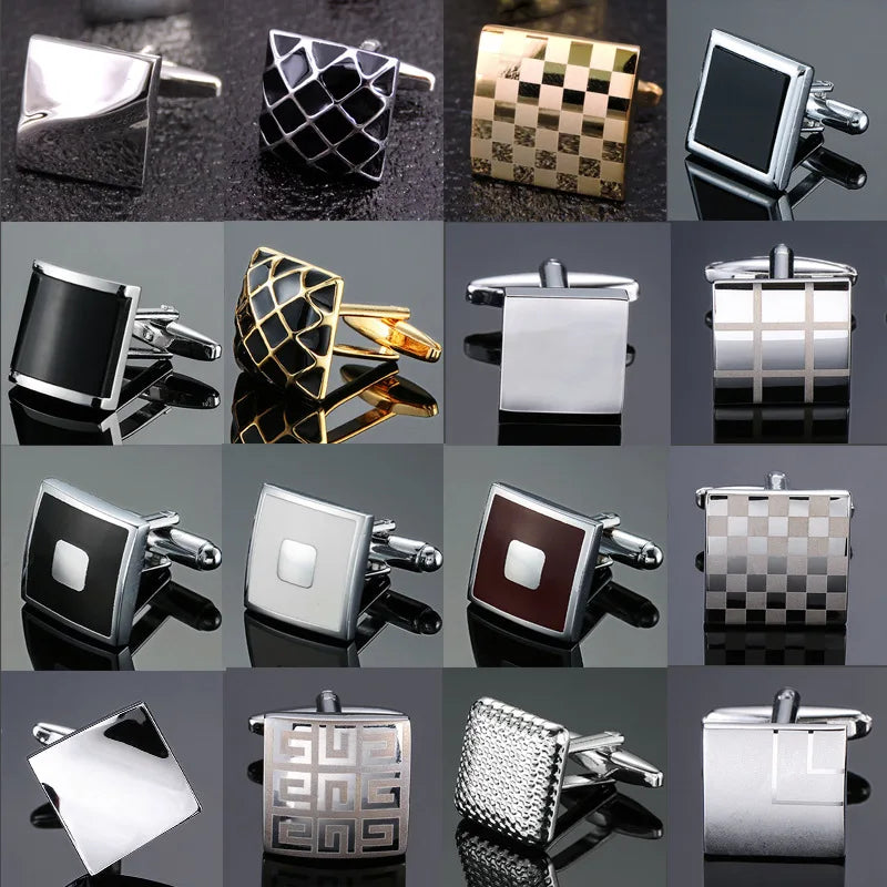 Modern Men's Square-Design Copper Cufflinks