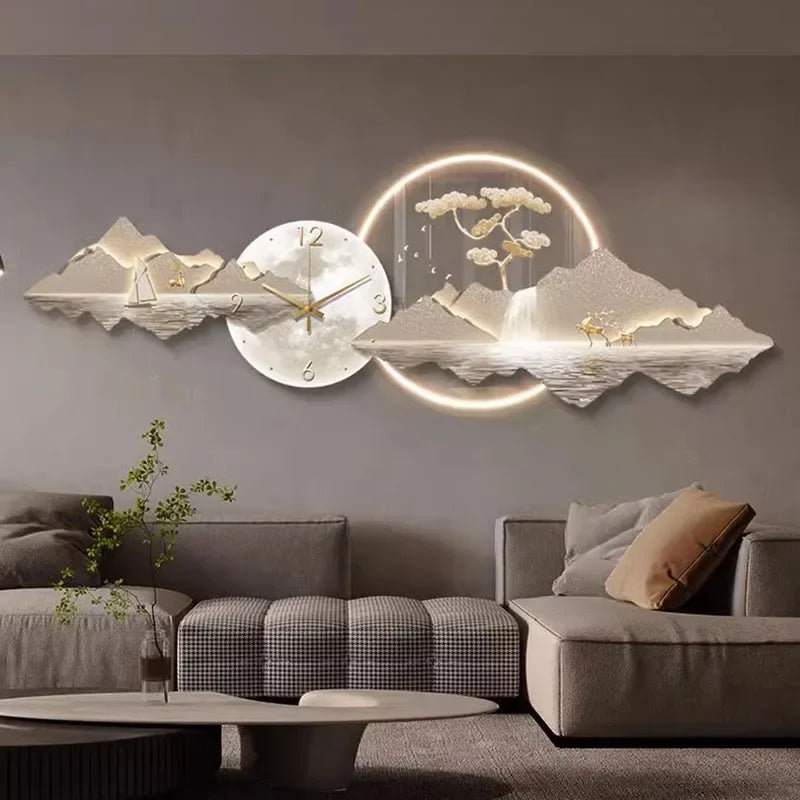 Nordic Silent Wall Watch – Aesthetic Metal Wall Art Clock for Modern Interiors