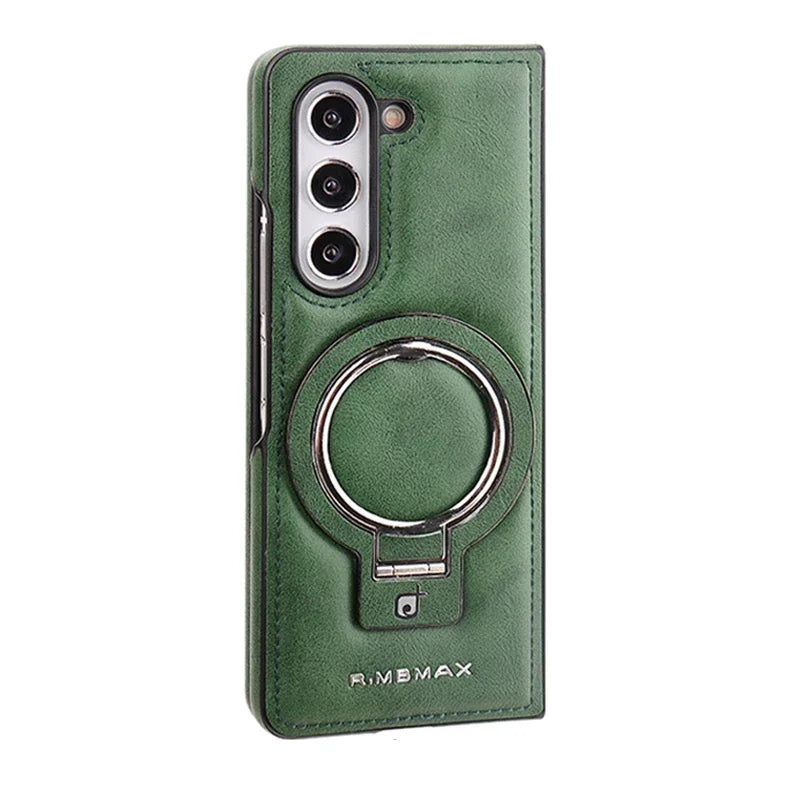 Magnetic Ring Holder Leather Case