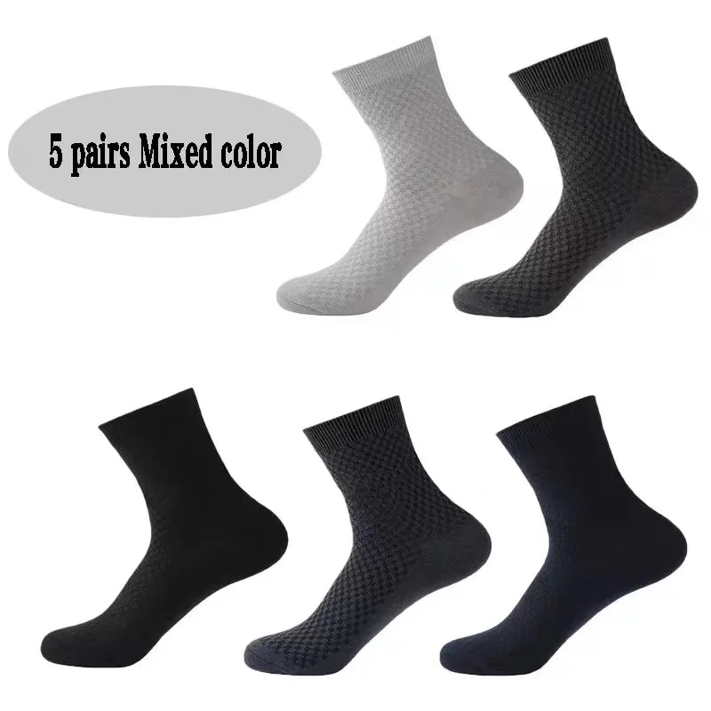 Men's Bamboo Fiber Crew Socks – 5 Pairs