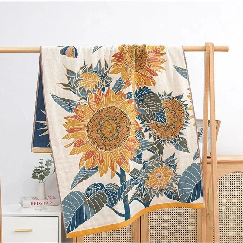 Luxury Quick-Dry Bath Towel – Floral Yarn-Dyed Cotton