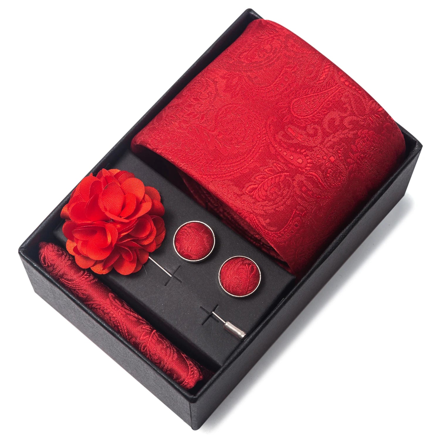 Striped Silk Necktie Gift Set – 4-Piece Men's Accessory Collection